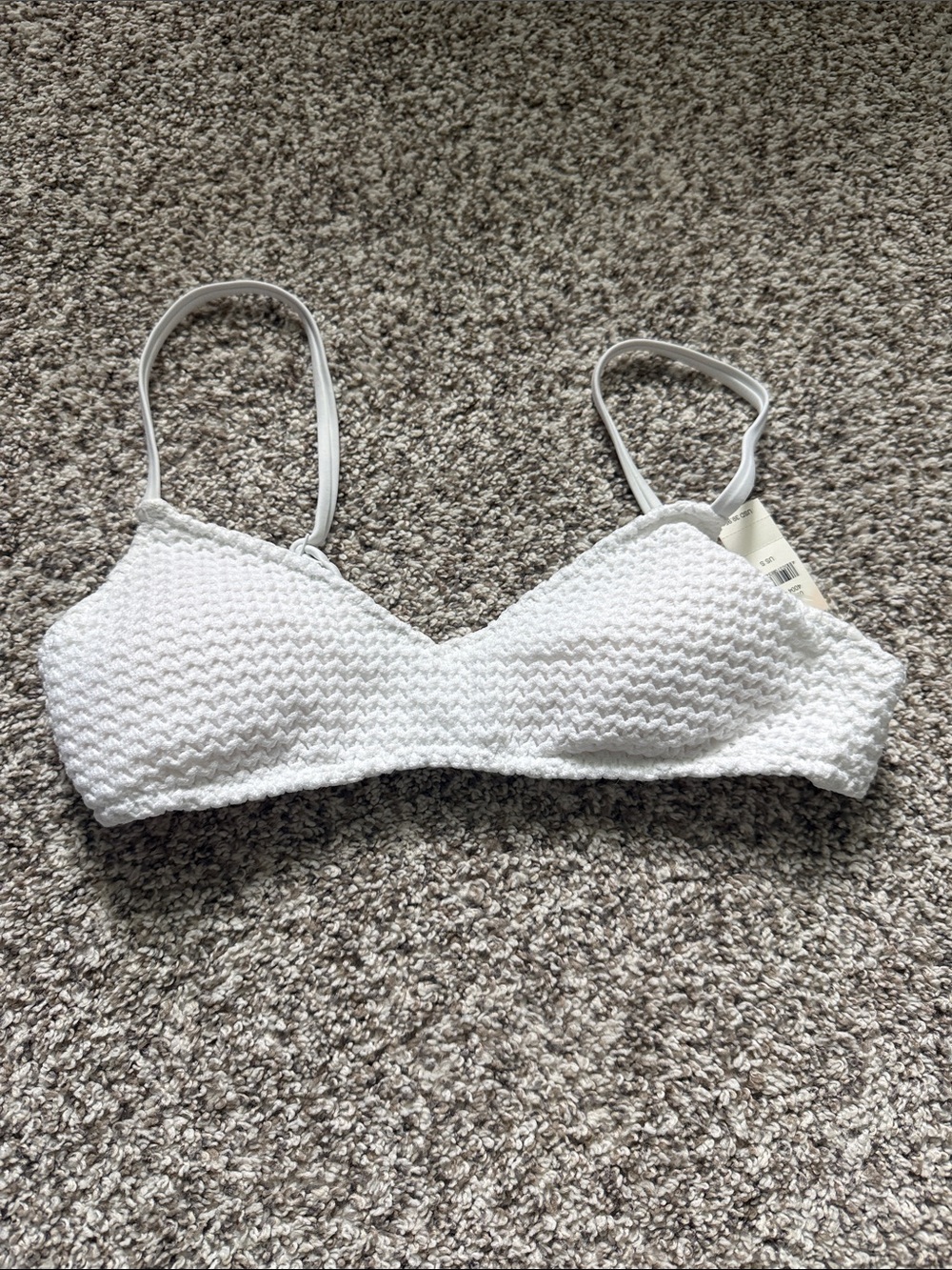 aerie White Textured Bikini Top